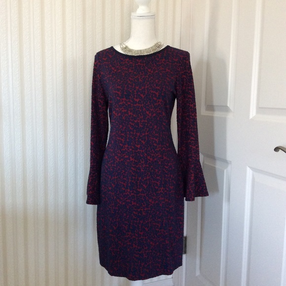 Tiana B. Dresses & Skirts - Flocked Dress with Fluted Sleeves Size 8